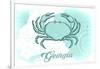 Georgia - Crab - Teal - Coastal Icon-Lantern Press-Framed Art Print