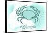 Georgia - Crab - Teal - Coastal Icon-Lantern Press-Framed Stretched Canvas