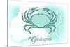 Georgia - Crab - Teal - Coastal Icon-Lantern Press-Stretched Canvas