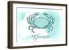 Georgia - Crab - Teal - Coastal Icon-Lantern Press-Framed Art Print
