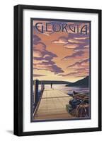 Georgia - Dock Scene and Lake-Lantern Press-Framed Art Print