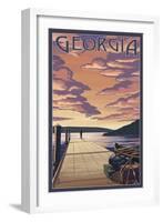 Georgia - Dock Scene and Lake-Lantern Press-Framed Art Print