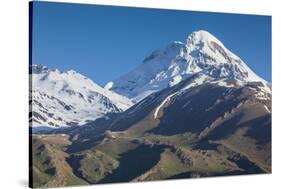 Georgia, Georgian Military Highway, Kazbegi-Stepantsminda. Mt. Kazbek.-Walter Bibikow-Stretched Canvas