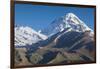 Georgia, Georgian Military Highway, Kazbegi-Stepantsminda. Mt. Kazbek.-Walter Bibikow-Framed Photographic Print