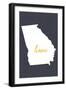 Georgia - Home State - White on Gray-Lantern Press-Framed Art Print