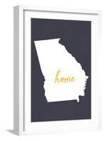 Georgia - Home State - White on Gray-Lantern Press-Framed Art Print