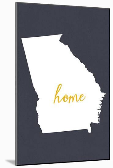 Georgia - Home State - White on Gray-Lantern Press-Mounted Art Print