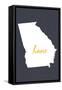 Georgia - Home State - White on Gray-Lantern Press-Framed Stretched Canvas