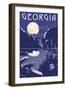 Georgia - Lake at Night-Lantern Press-Framed Art Print
