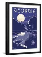 Georgia - Lake at Night-Lantern Press-Framed Art Print