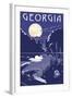 Georgia - Lake at Night-Lantern Press-Framed Art Print