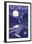 Georgia - Lake at Night-Lantern Press-Framed Art Print