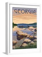 Georgia - Lake Sunrise Scene-Lantern Press-Framed Art Print