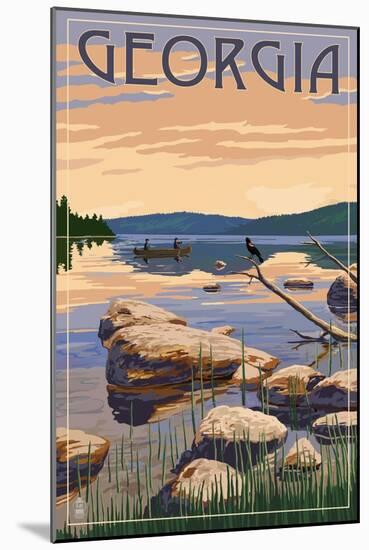 Georgia - Lake Sunrise Scene-Lantern Press-Mounted Art Print