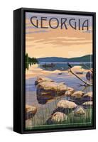 Georgia - Lake Sunrise Scene-Lantern Press-Framed Stretched Canvas