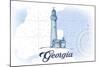 Georgia - Lighthouse - Blue - Coastal Icon-Lantern Press-Mounted Art Print