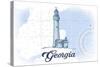 Georgia - Lighthouse - Blue - Coastal Icon-Lantern Press-Stretched Canvas