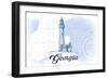 Georgia - Lighthouse - Blue - Coastal Icon-Lantern Press-Framed Art Print