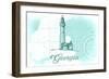 Georgia - Lighthouse - Teal - Coastal Icon-Lantern Press-Framed Art Print