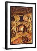 Georgia - Lodge Interior-Lantern Press-Framed Art Print