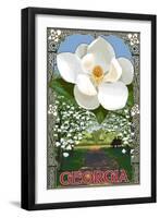 Georgia - Magnolia-Lantern Press-Framed Art Print