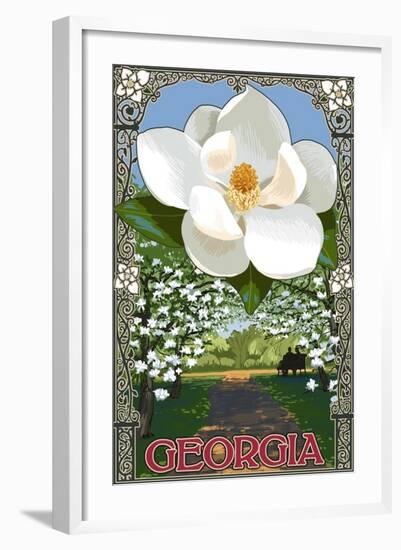 Georgia - Magnolia-Lantern Press-Framed Art Print