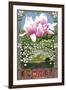 Georgia - Magnolias-Lantern Press-Framed Art Print