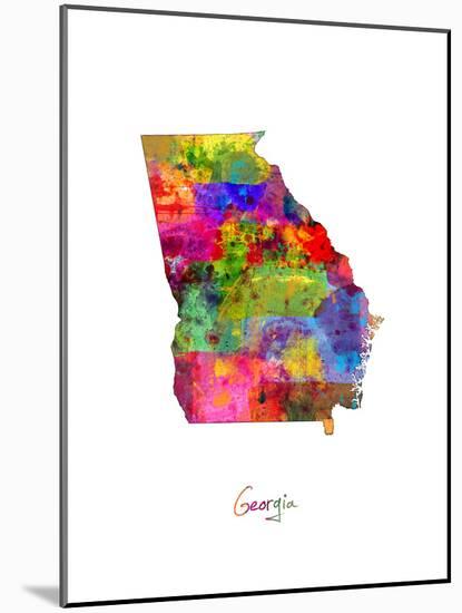 Georgia Map-Michael Tompsett-Mounted Art Print