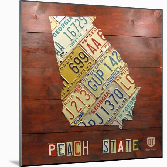 Georgia Map-Design Turnpike-Mounted Giclee Print