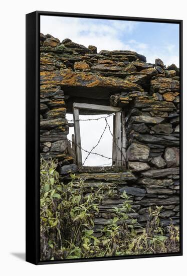 Georgia, Mtskheta, Juta. A Window in a Stone Wall, Covered with Barbed Wire-Alida Latham-Framed Stretched Canvas