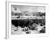 Georgia O'Keeffe Climbing a Ladder Outside Ghost Ranch, Her Desert Home-John Loengard-Framed Photographic Print