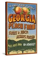 Georgia - Peach Farm-Lantern Press-Stretched Canvas