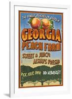 Georgia - Peach Farm-Lantern Press-Framed Art Print