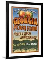 Georgia - Peach Farm-Lantern Press-Framed Art Print