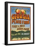 Georgia - Peach Farm-Lantern Press-Framed Art Print