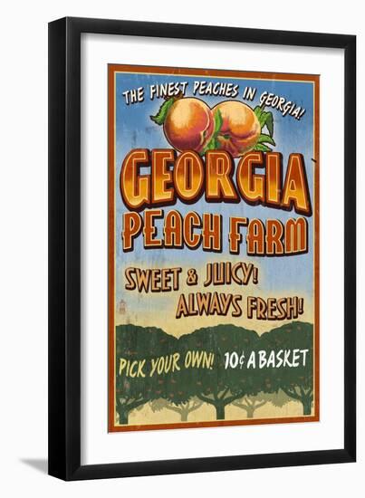 Georgia - Peach Farm-Lantern Press-Framed Art Print