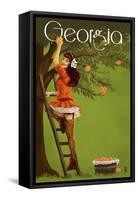 Georgia Peach Orchard Pinup Girl-Lantern Press-Framed Stretched Canvas