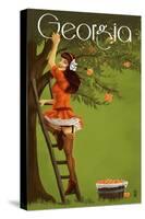 Georgia Peach Orchard Pinup Girl-Lantern Press-Stretched Canvas