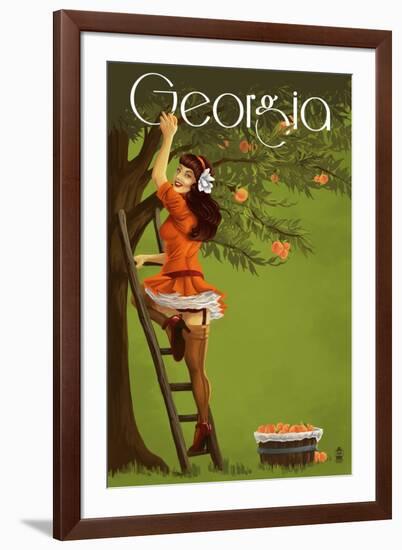 Georgia Peach Orchard Pinup Girl-Lantern Press-Framed Art Print