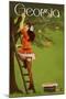 Georgia Peach Orchard Pinup Girl-Lantern Press-Mounted Art Print