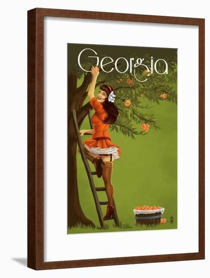 Georgia Peach Orchard Pinup Girl-Lantern Press-Framed Art Print