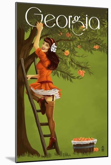 Georgia Peach Orchard Pinup Girl-Lantern Press-Mounted Art Print