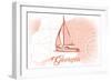 Georgia - Sailboat - Coral - Coastal Icon-Lantern Press-Framed Art Print