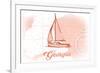 Georgia - Sailboat - Coral - Coastal Icon-Lantern Press-Framed Art Print