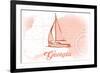 Georgia - Sailboat - Coral - Coastal Icon-Lantern Press-Framed Art Print