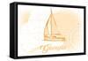 Georgia - Sailboat - Yellow - Coastal Icon-Lantern Press-Framed Stretched Canvas