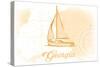 Georgia - Sailboat - Yellow - Coastal Icon-Lantern Press-Stretched Canvas