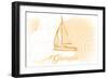 Georgia - Sailboat - Yellow - Coastal Icon-Lantern Press-Framed Art Print