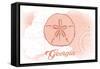 Georgia - Sand Dollar - Coral - Coastal Icon-Lantern Press-Framed Stretched Canvas