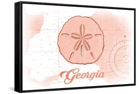 Georgia - Sand Dollar - Coral - Coastal Icon-Lantern Press-Framed Stretched Canvas